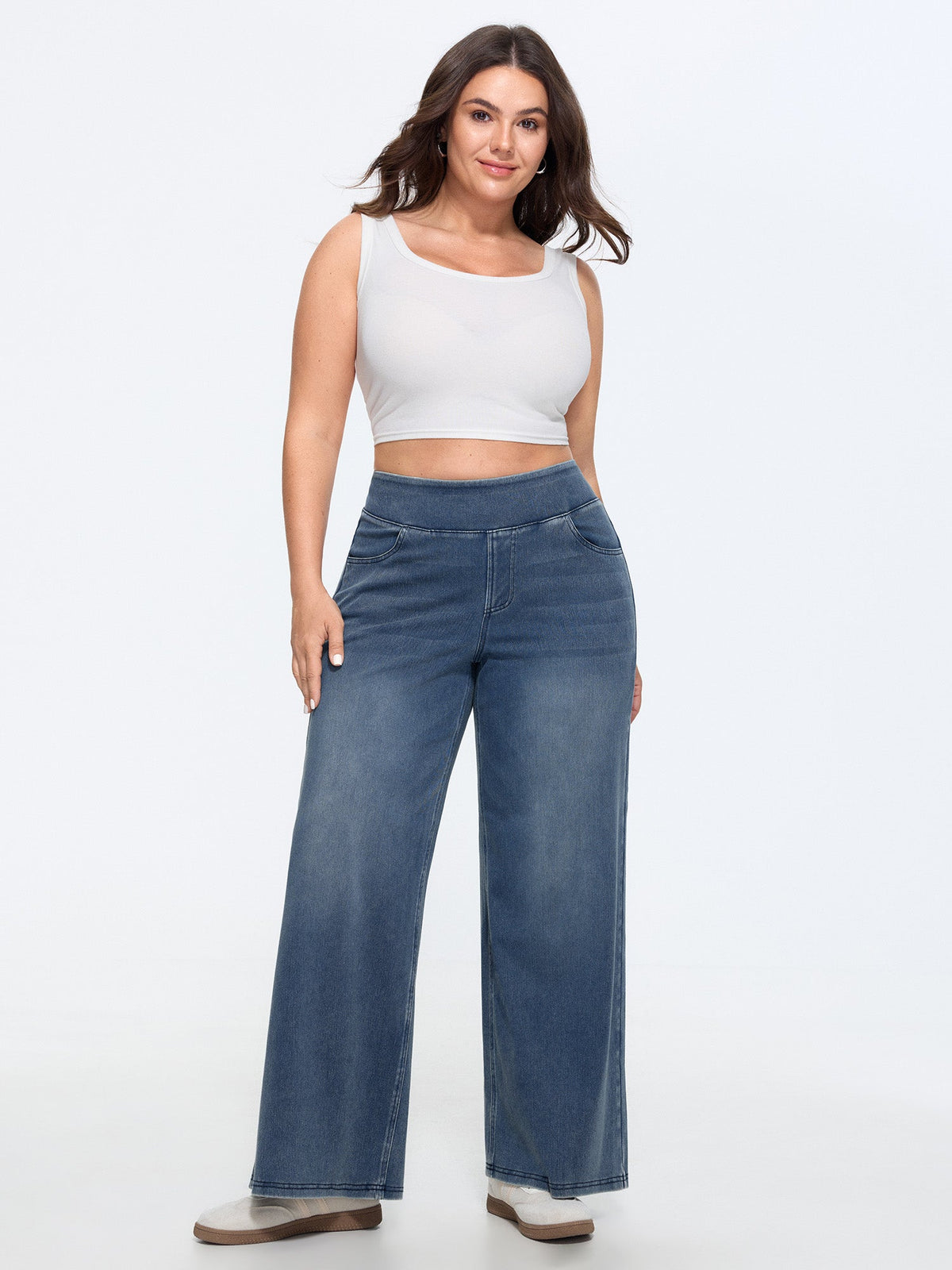 🍟Stretchy Pull-On Wide-Leg Knit Jeans