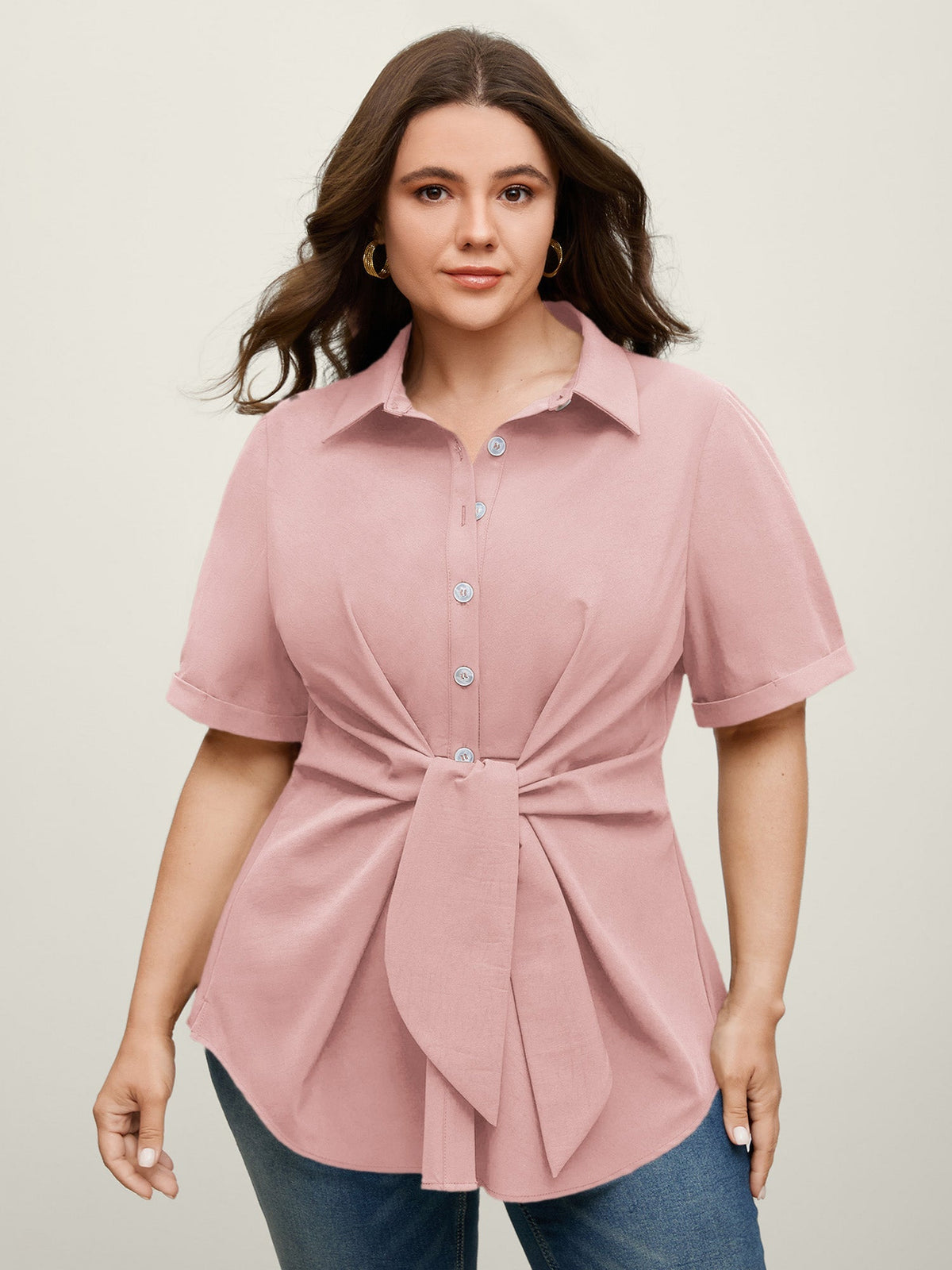 🍟Knotted Front Asymmetrical Hem Blouse