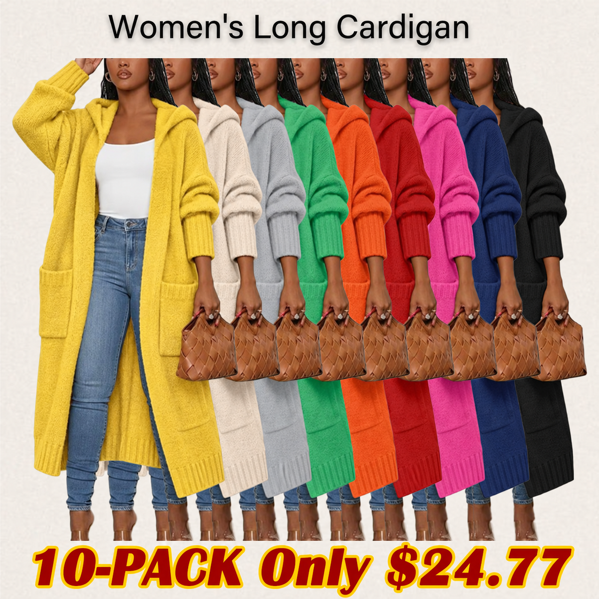 Women's Long Knit Cardigan – Hooded & Classic Open-Front Styles