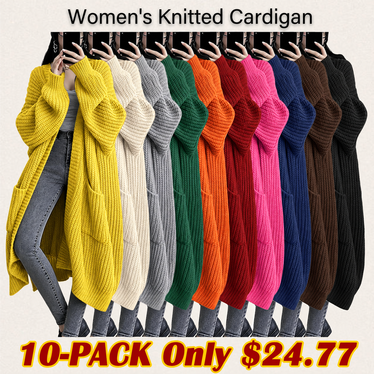 Women's Long Knit Cardigan – Hooded & Classic Open-Front Styles