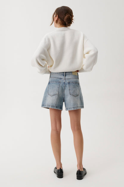 👻Saige High Rise A-Line Short - French Riviera