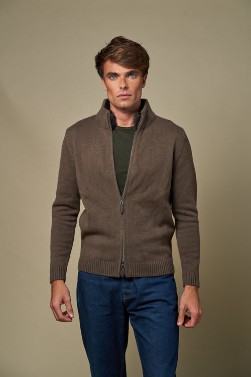 👻Genuine Fur Collar Cardigan | Tobacco