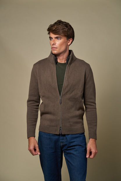 👻Genuine Fur Collar Cardigan | Tobacco