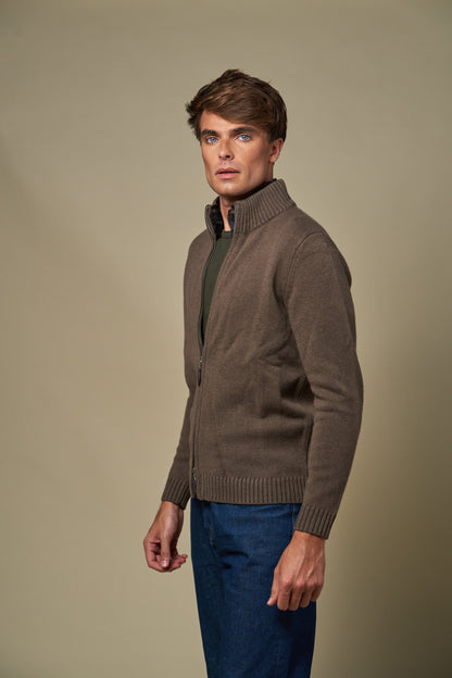 👻Genuine Fur Collar Cardigan | Tobacco