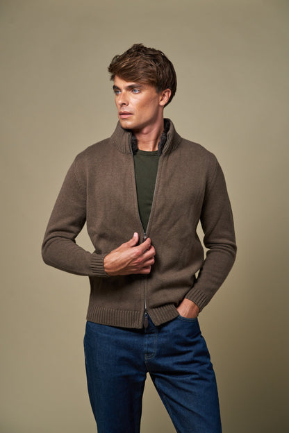 👻Genuine Fur Collar Cardigan | Tobacco