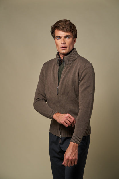 👻Genuine Fur Collar Cardigan | Tobacco