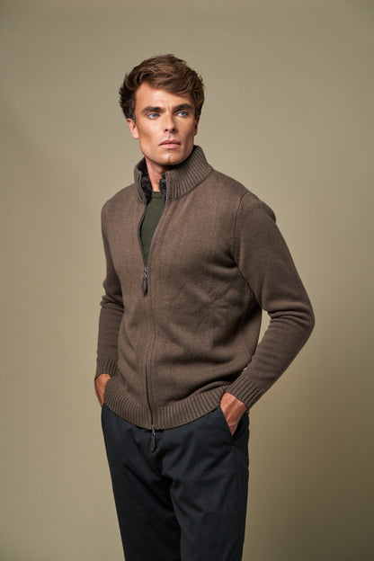 👻Genuine Fur Collar Cardigan | Tobacco