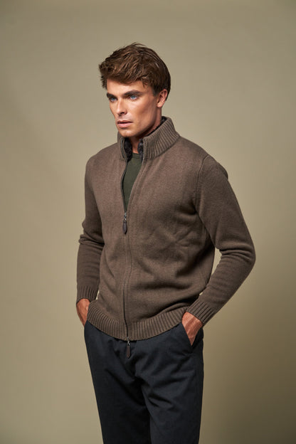 👻Genuine Fur Collar Cardigan | Tobacco