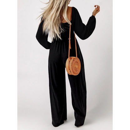Women's Casual Loose Overalls Jumpsuits in Dusk Blue & Vineyard Green