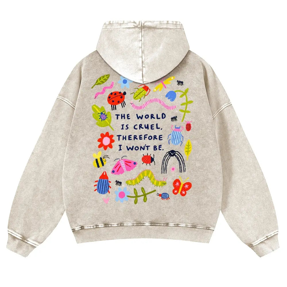 👻Cute Bug Print Washed Hoodie for Men