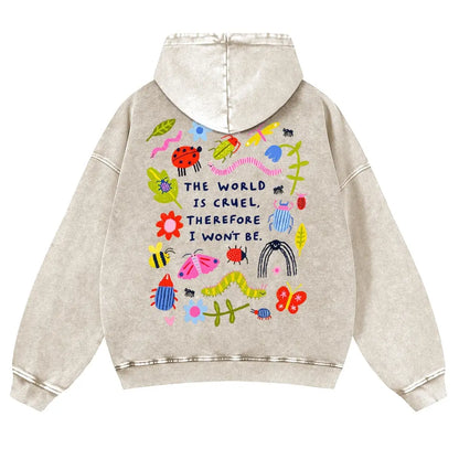 👻Cute Bug Print Washed Hoodie for Men