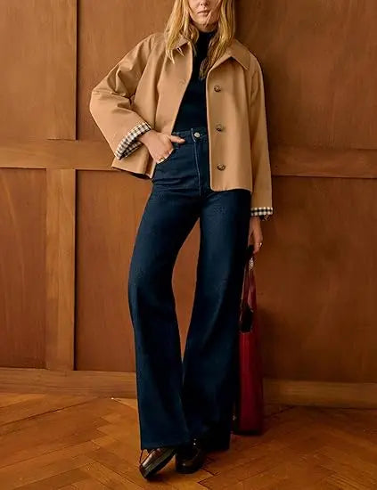 Fiskold Womens Cropped Trench Coat