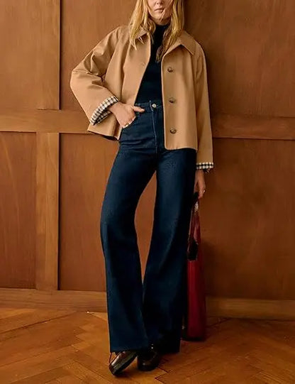 Fiskold Womens Cropped Trench Coat