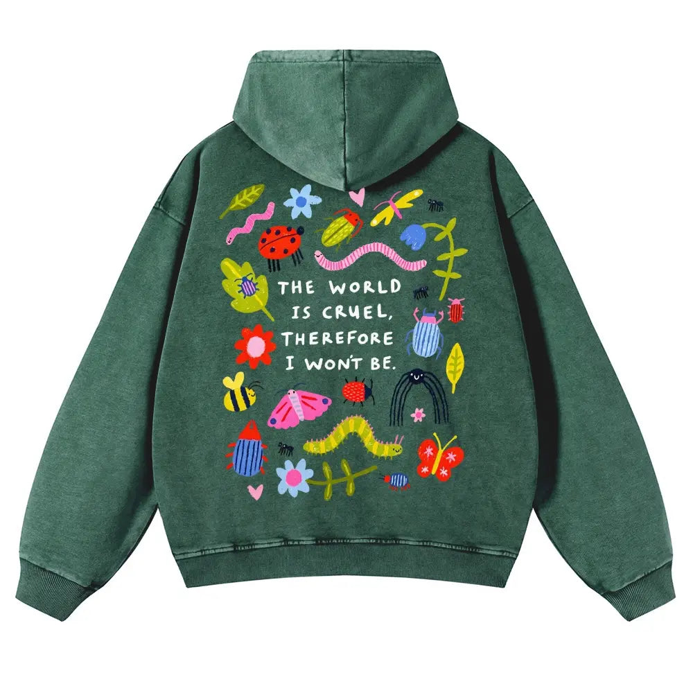 👻Cute Bug Print Washed Hoodie for Men