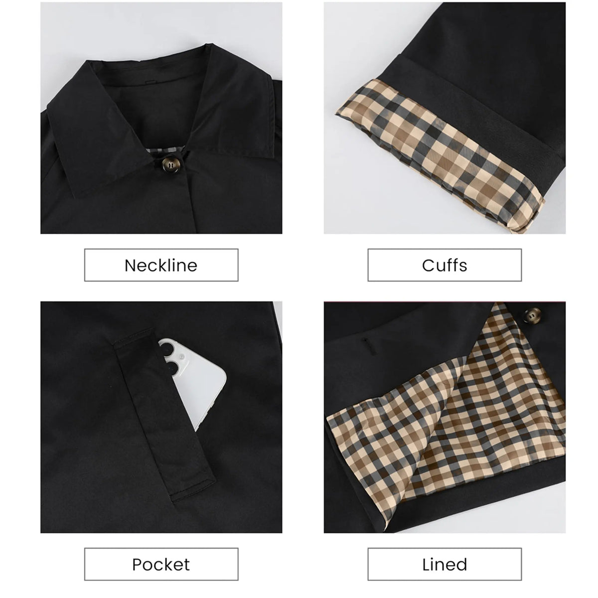 Fiskold Womens Cropped Trench Coat