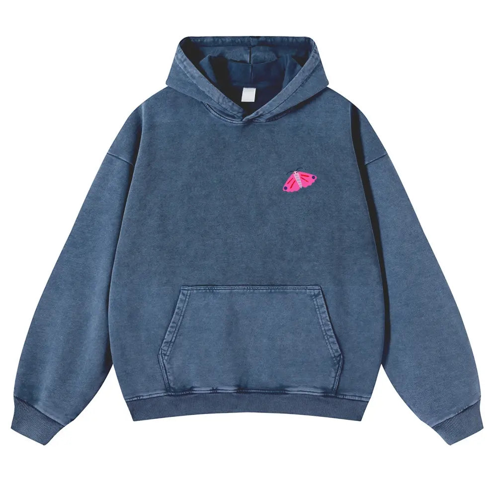👻Cute Bug Print Washed Hoodie for Men