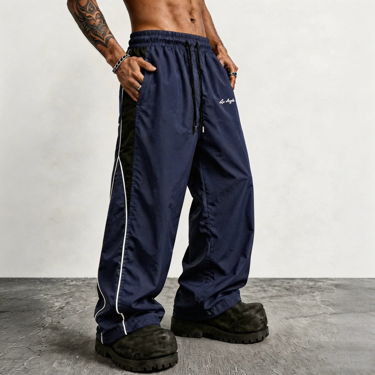 👻Men's Reflective Strip Wide Leg Casual Pants