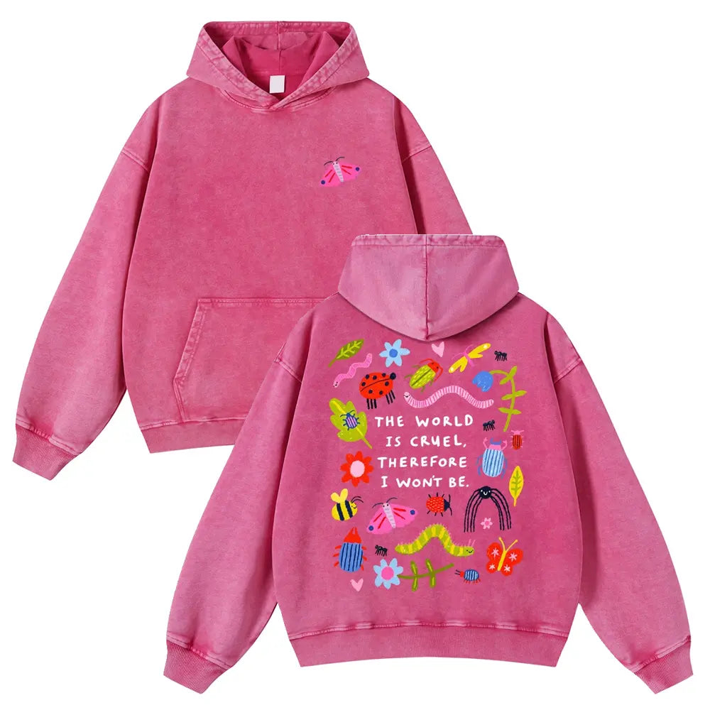 👻Cute Bug Print Washed Hoodie for Men