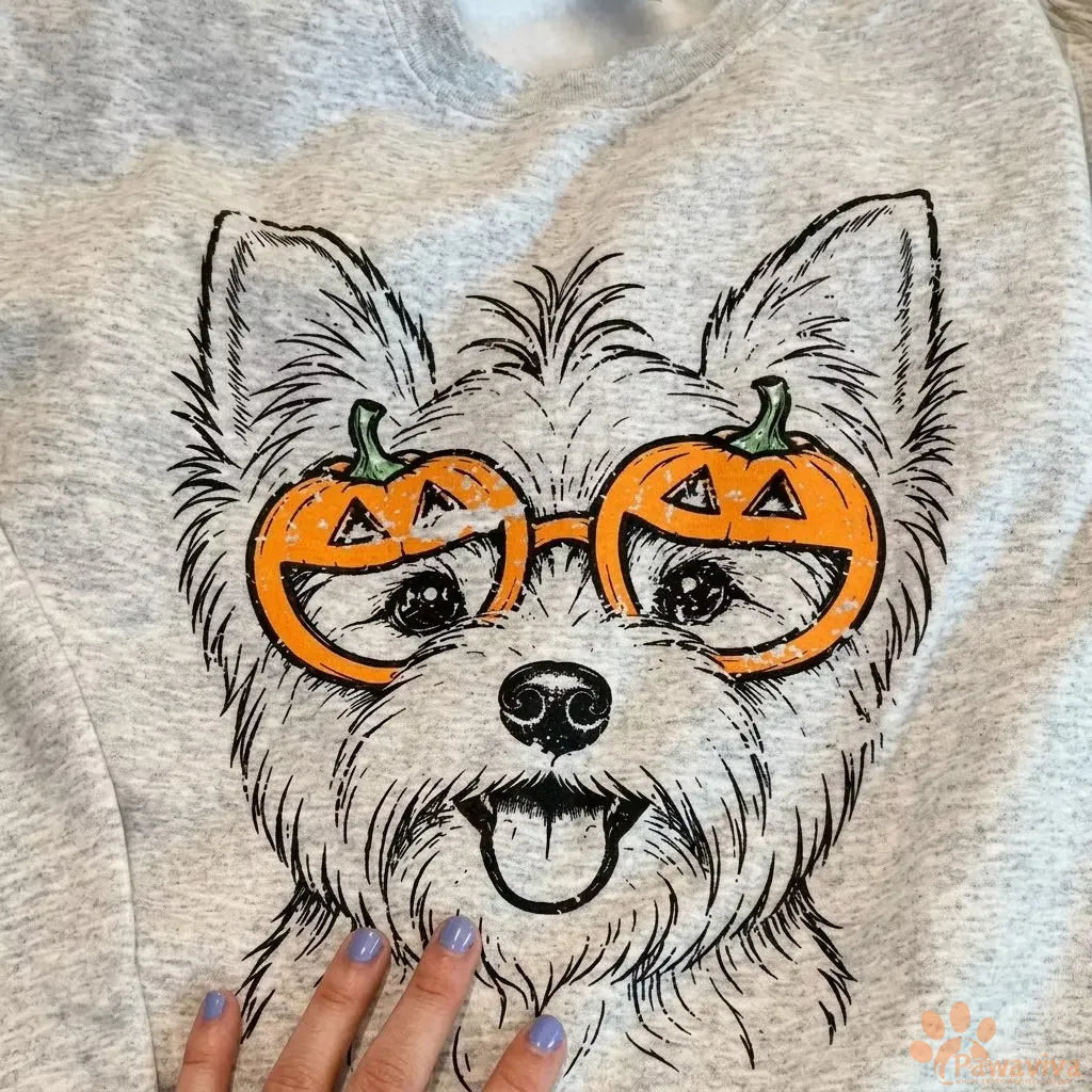 🍟Custom Pet Breed Halloween Sweatshirt Personalized Pumpkin Glasses Crewneck for Pet Lovers