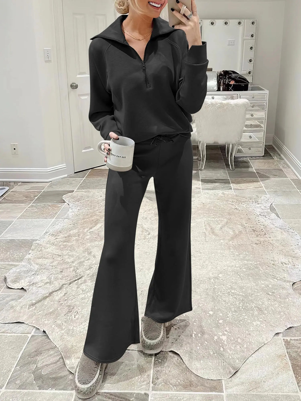 Women 2-Piece Sweatsuit Set Oversized Rayon Blend