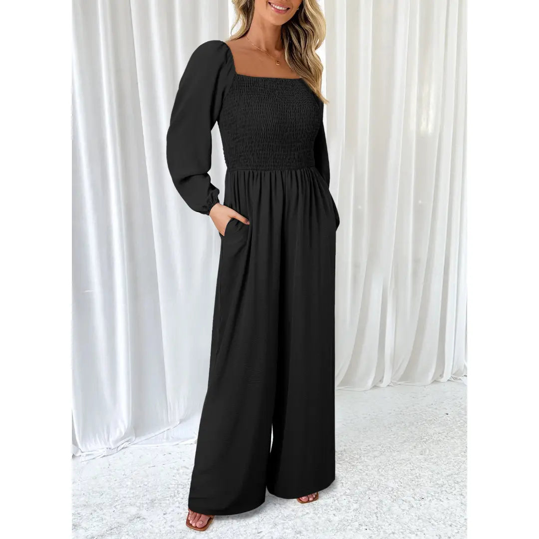 Women's Casual Loose Overalls Jumpsuits in Dusk Blue & Vineyard Green