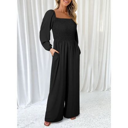 Women's Casual Loose Overalls Jumpsuits in Dusk Blue & Vineyard Green