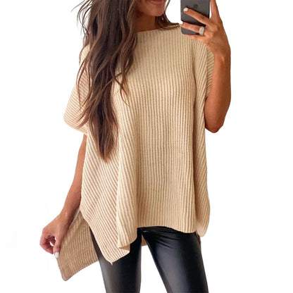 Shewin Women’s Solid Knit Puff Sleeve Sweater