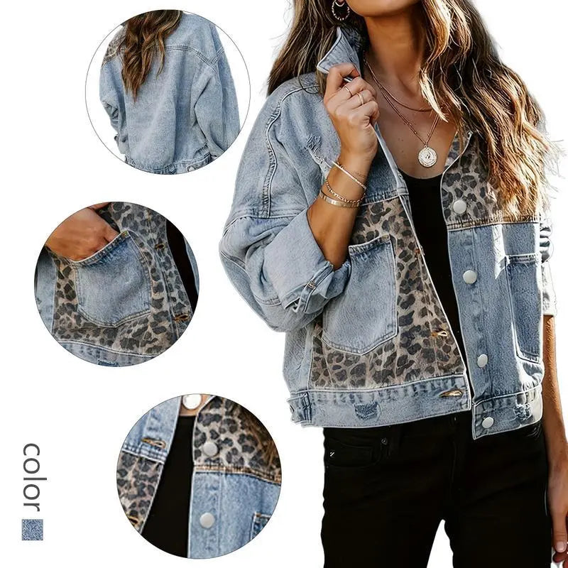 🍟Distressed Denim Jacket for Women, Blue