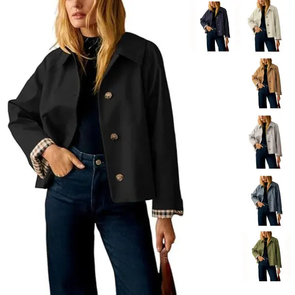 Fiskold Womens Cropped Trench Coat