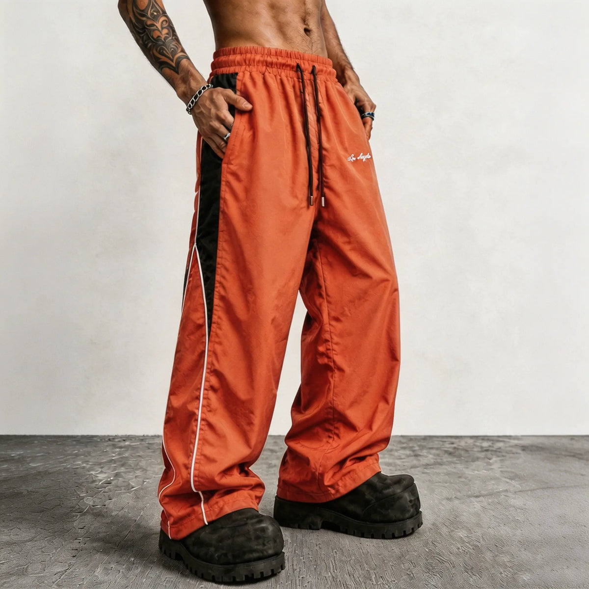 👻Men's Reflective Strip Wide Leg Casual Pants