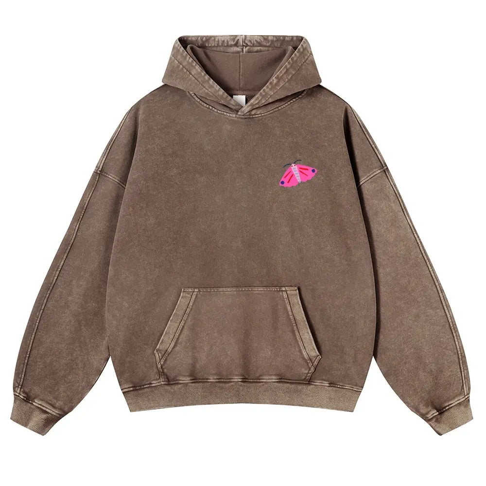 👻Cute Bug Print Washed Hoodie for Men
