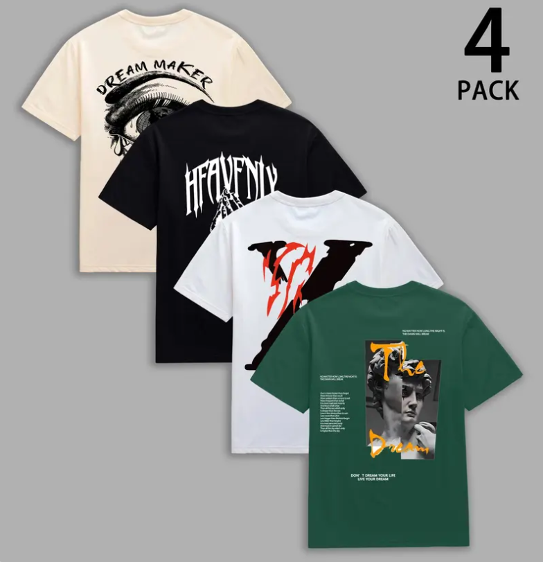 👻Men's 4-Pack Oversized Graphic T-Shirts